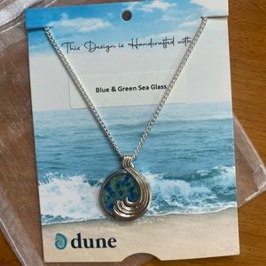 Blue & Green Silver Sea Glass Necklace - BRAND NEW!